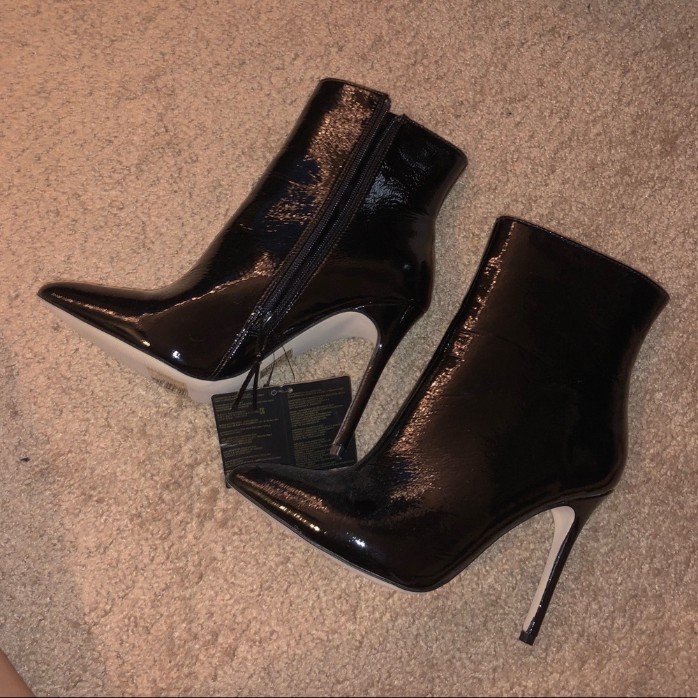 Leather Black Heal Booties